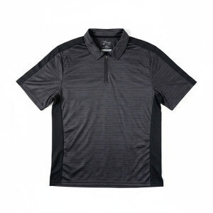 PBX PRO Mens Short Sleeve Shirt Golf Polo Zip Closure Gray Black L Golf Sporty